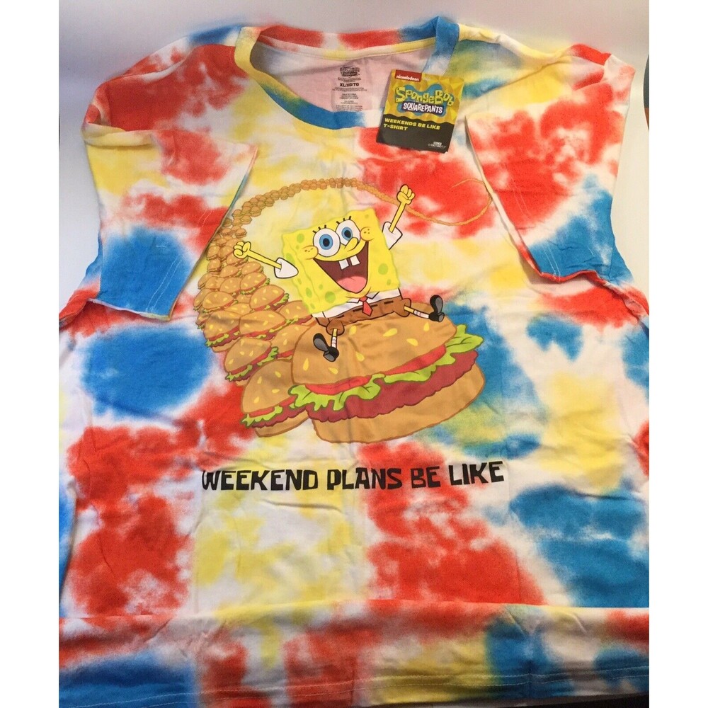 SpongeBob SquarePants Weekends Be Like XL Tie Dye T-Shirt Bikini Bottom Exc